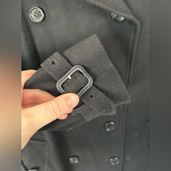 Burberry Black Trench Coat Wool Cashmere Size 10 - Picture 6 of 16